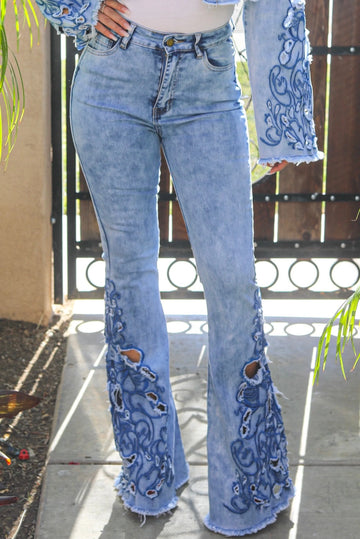 Set The Record Bell Bottom Jeans